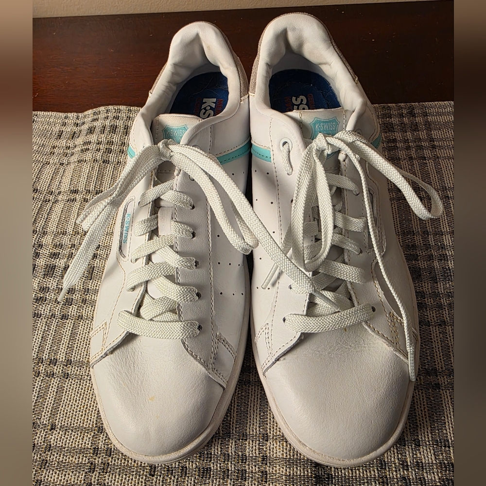Women's White Leather K-Swiss Court Sneakers
